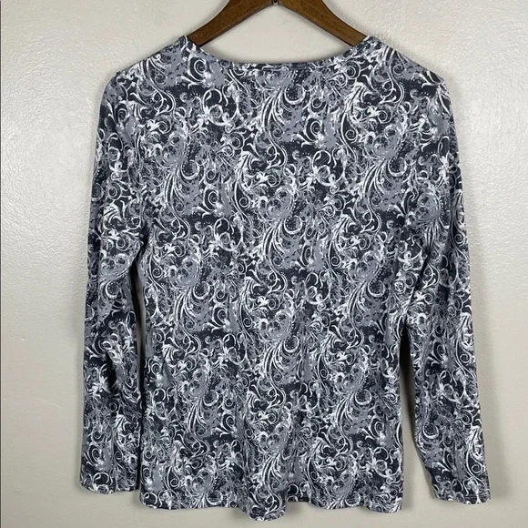 NWOT Christopher & Banks Black and White Swirl Long Sleeve Top - Picture 4 of 5